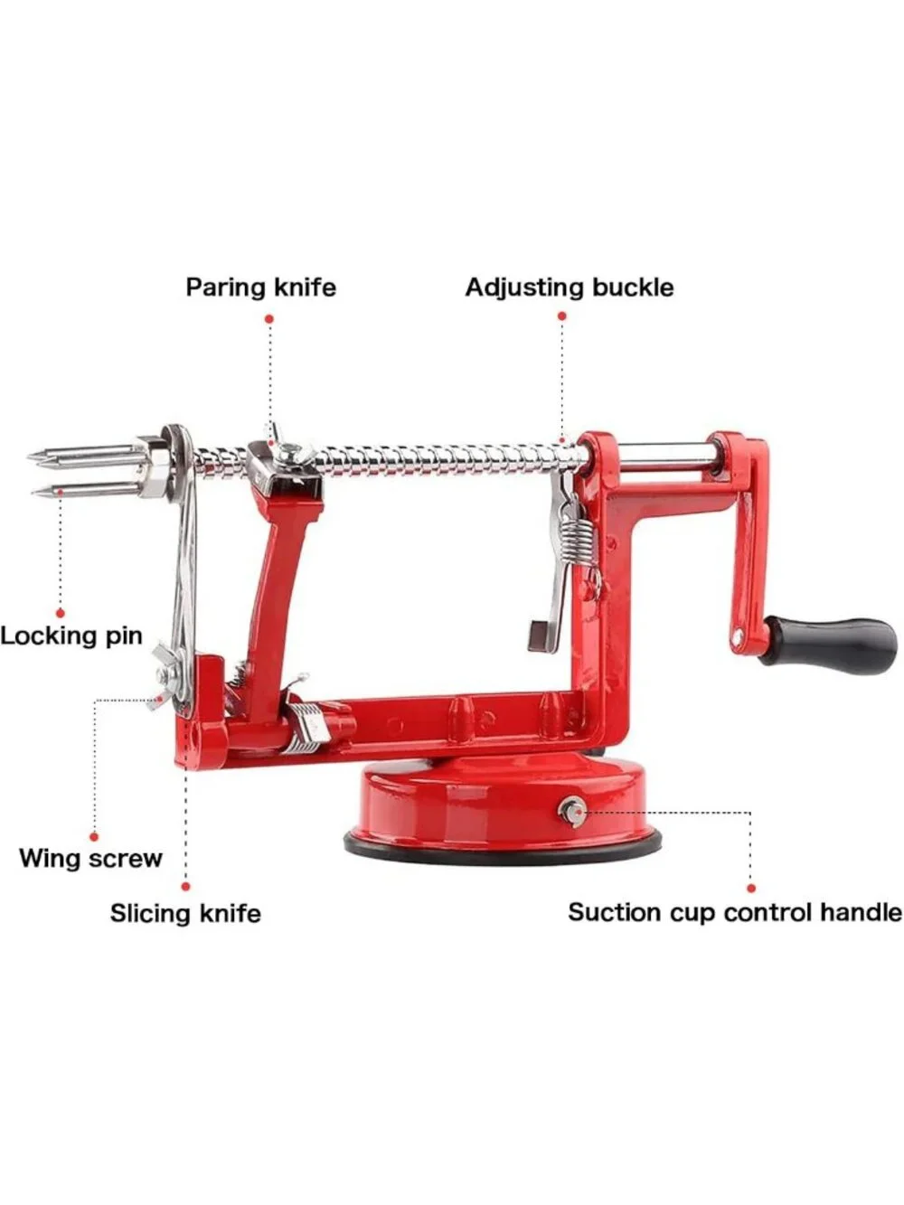 3-in-1 Stainless Steel Apple Peeler & Slicer with Suction Base & Extra Blades
